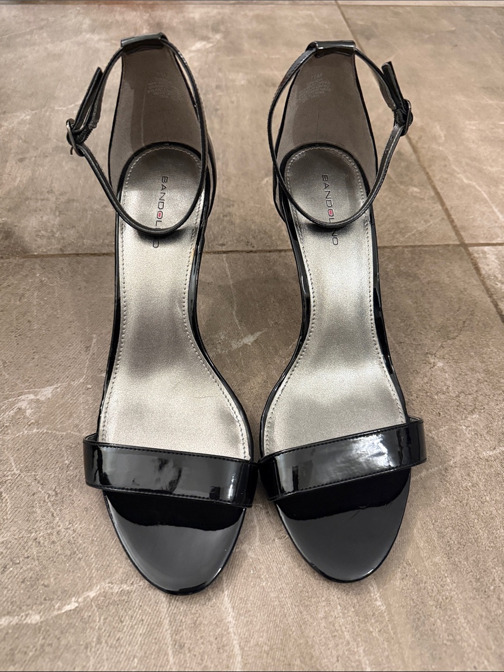 Bandolino Black Patent Open-Toe Ankle Strap Heels